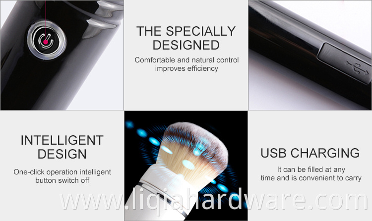 Wholesale luxury rechargeable black round detachable electric rotating cosmetic makeup brush